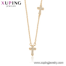 44528 xuping gros bijoux de mode religion collier 18k or couleur croix collier avec de la pierre